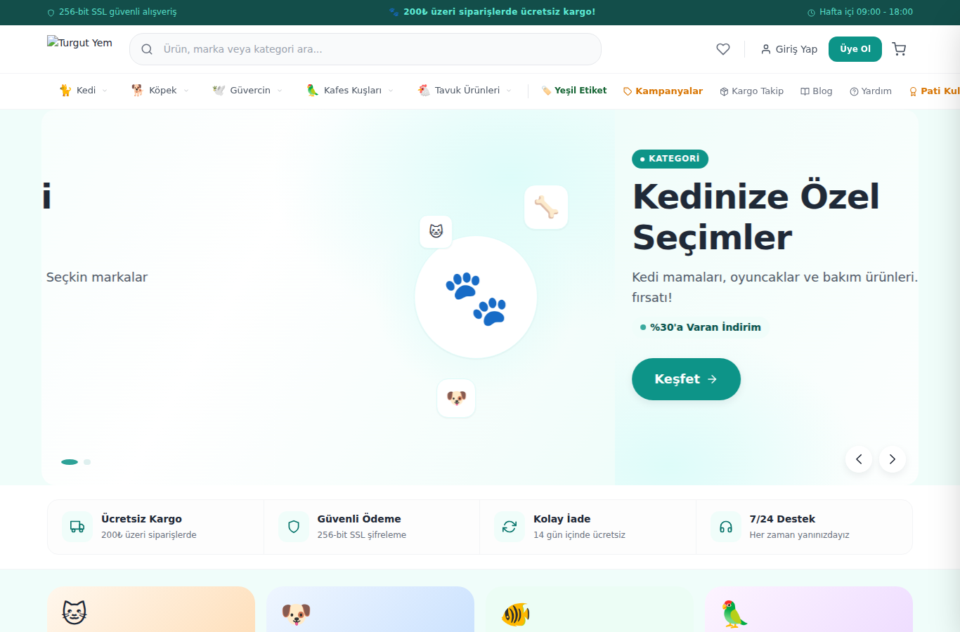 Petshop & Yem demo önizleme